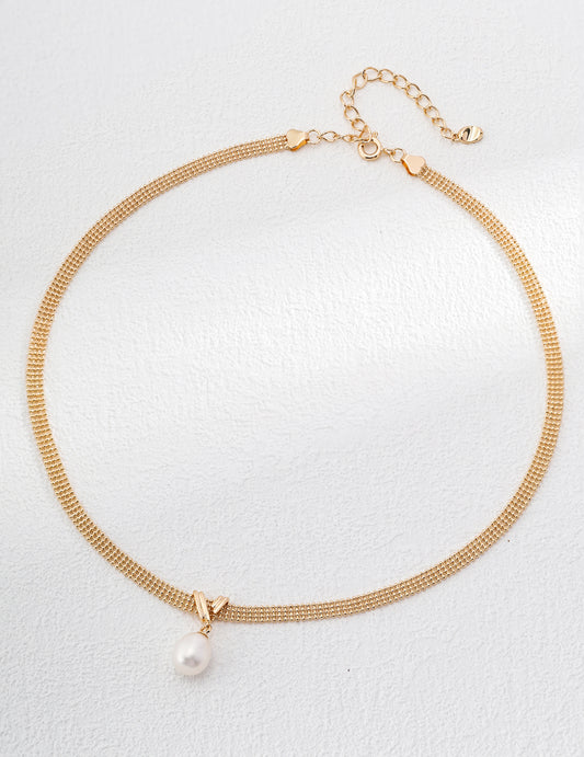 Golden Lace Pearl Necklace