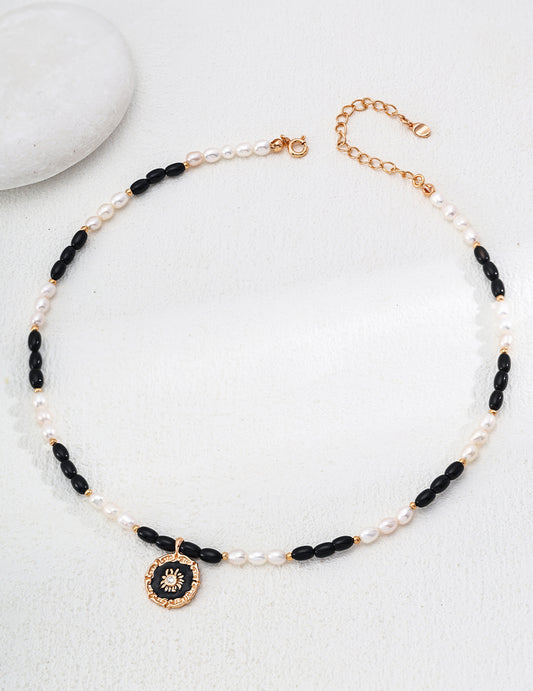 Shimmering Zircon & Black Onyx Necklace