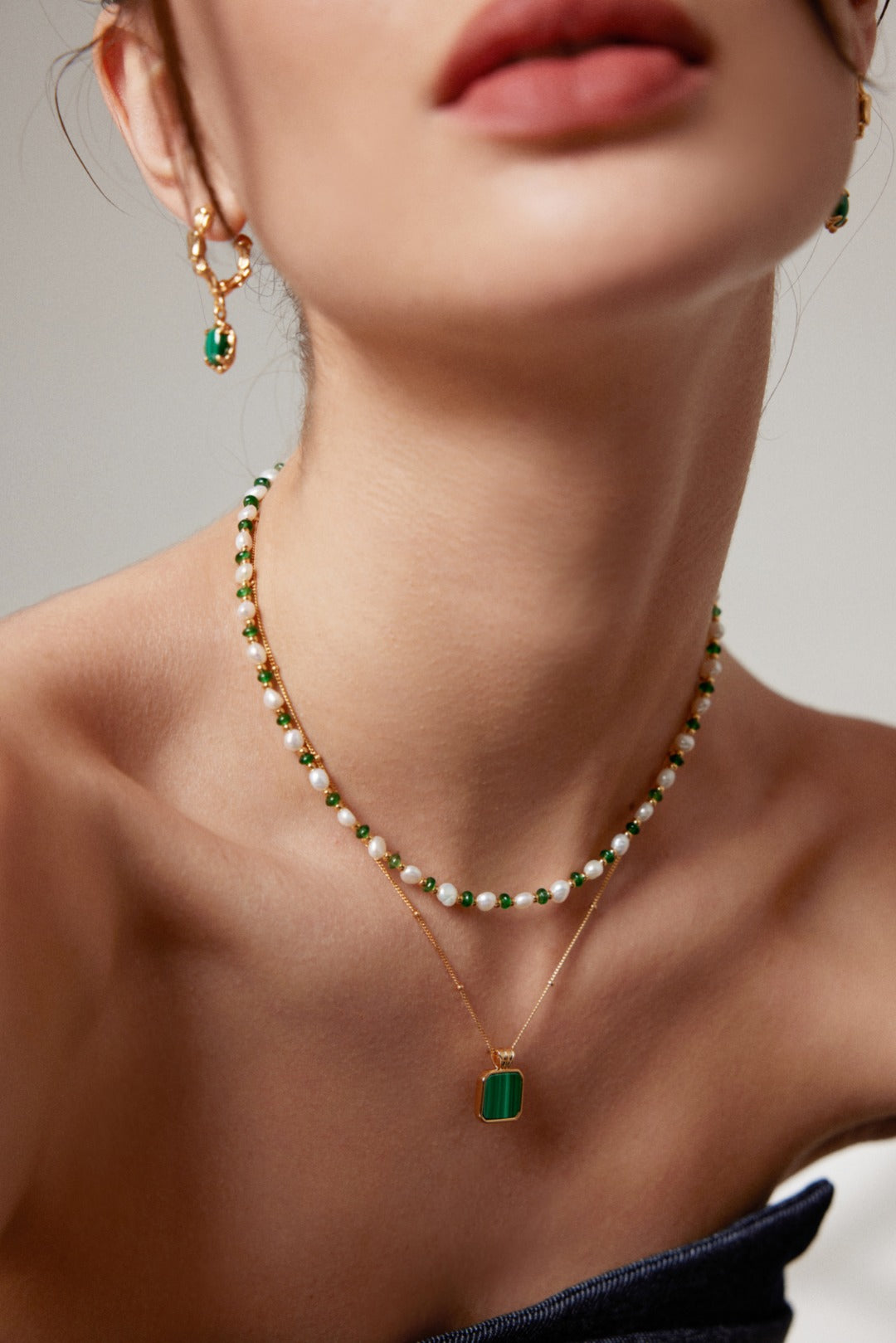 Green Aura Necklace and Earrings