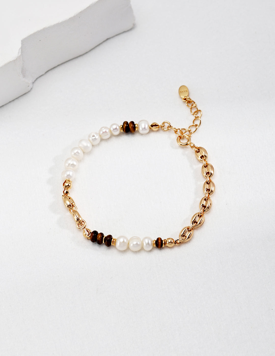 Vivid Allure: Tiger's Eye & Pearl Bracelet