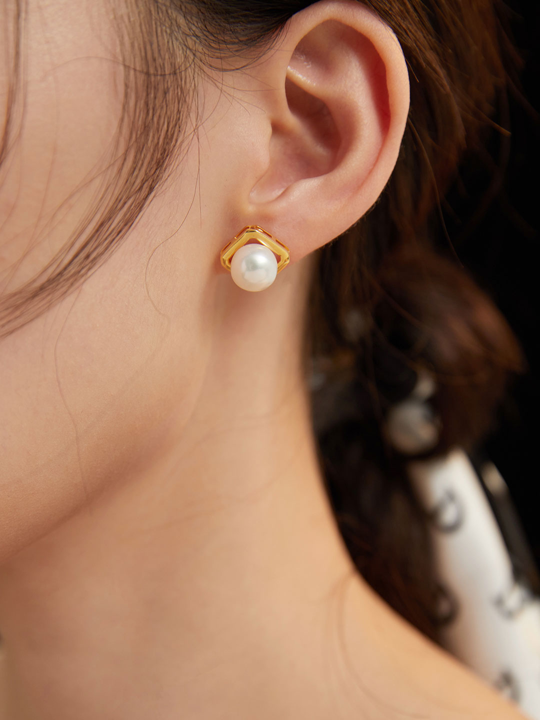 Golden Orbit Pearl Studs