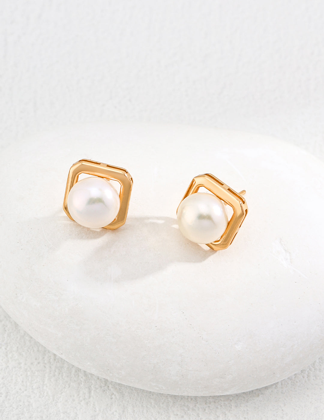 Golden Orbit Pearl Studs