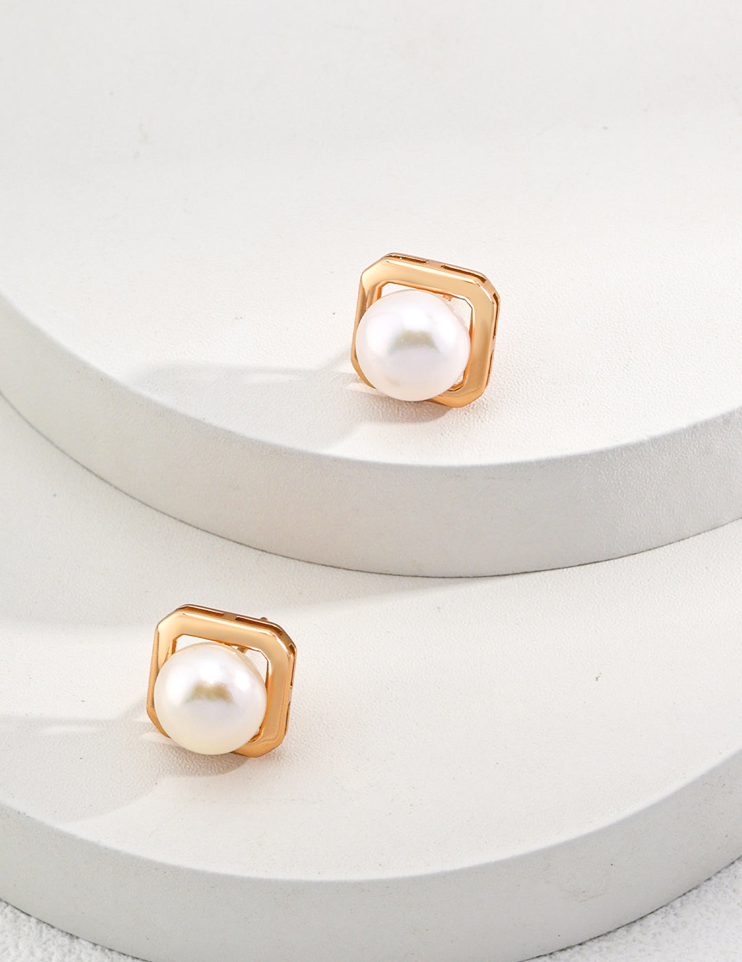 Golden Orbit Pearl Studs